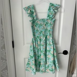 Hill House Home Elizabeth Nap Dress in Blue Roses Poplin